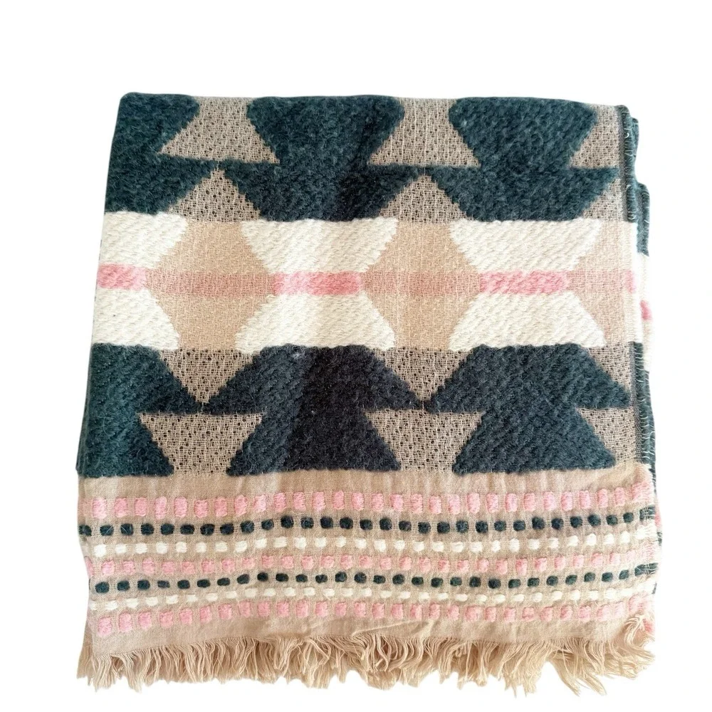 Madewell Textured Blanket Scarf Wool Blend Pastels Soft Upscale Boho Chic 78x27